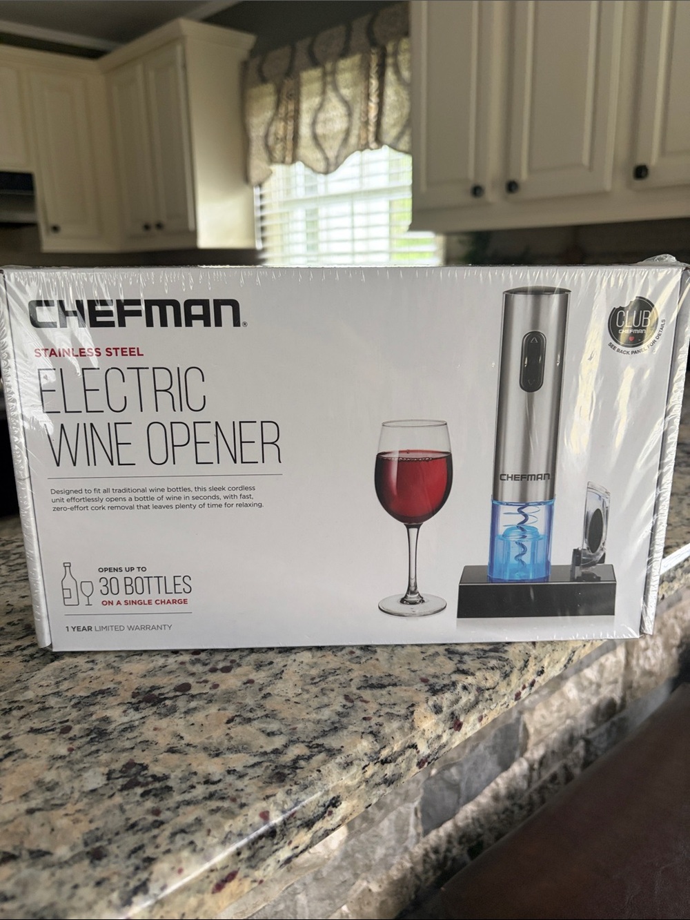 Chefman Stainless Steel Electric Wine Opener - Silver